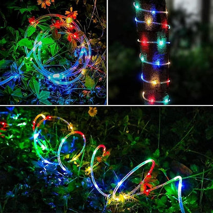 LairtPOW Solar Rope Lights,39FT 8 Lighting Modes 100LEDs Solar Trampoline Lights,IP67 Waterproof Outdoor Rope Lights for Trampoline Camping Tent Patio Garden Tree Christmas Decoration (Multi Color)