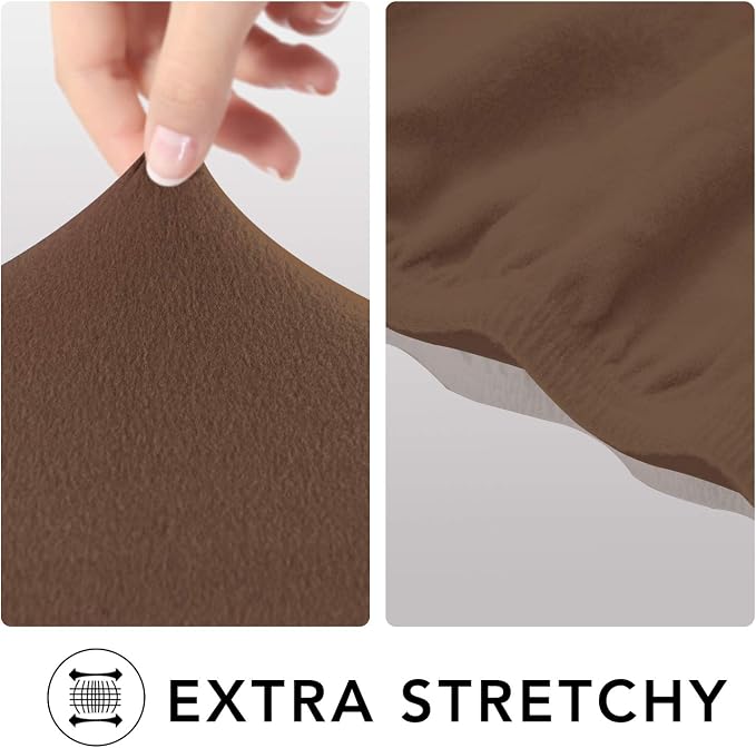 PureFit Stretch Couch Covers for Sofa Large Sofa Slipcovers Brown | 1-Piece Sofa Cover Washable Soft Couch Protector, Couch Slipcover with Non Skid Foam and Elastic Bottom for Kids, Dogs