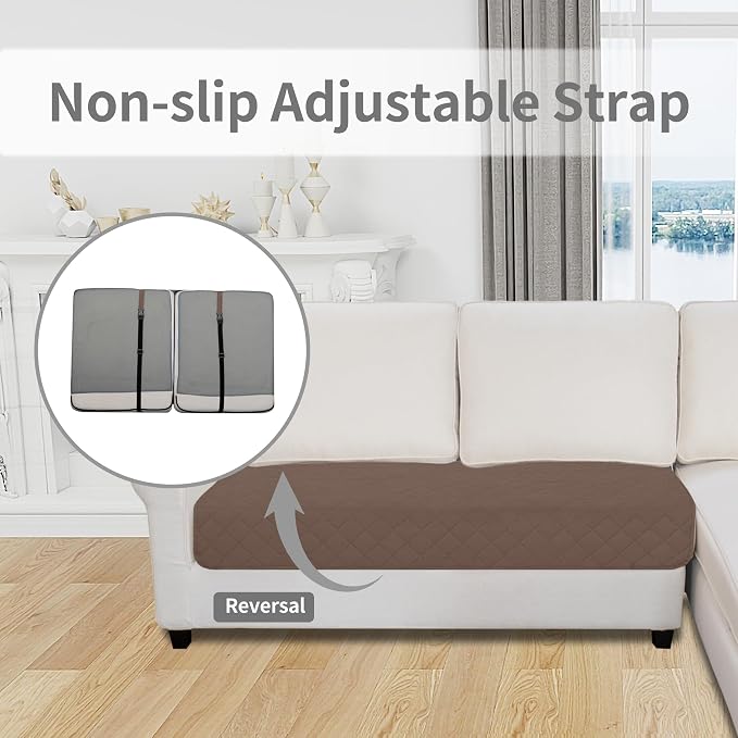 Easy-Going Sectional Couch Covers for Dogs L Shape Sofa Cover Reversible Sofa Slipcover Chaise Lounge Cover Furniture Protector Cover for Pets Dog Cat (30 x 50 inches, Brown/Beige) | Brown/Beige, Soft Sofa Slipcover For Dogs, Fits Left/Right Chaise Lou...