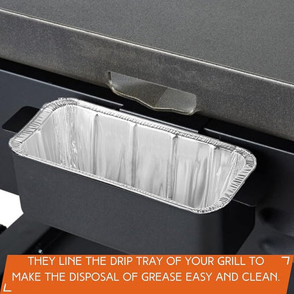 Findful 50-Pack Drip Pans Liners for Blackstone Griddle Accessories, Aluminum Foil Pan Disposable for 17" 22" 28" 36" Blackstone Griddle Drip Tray Holder Grill Rear Grease Catcher Cup