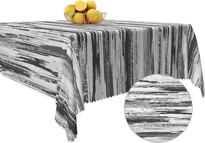 Abstract Striped Square Tablecloth 60x60 Inch Gray and White Old Texture Grunge Stripes Vintage Mosaic Dust-Proof Table Cover Protector for Home Kitchen Restaurant Picnic Camping BBQ