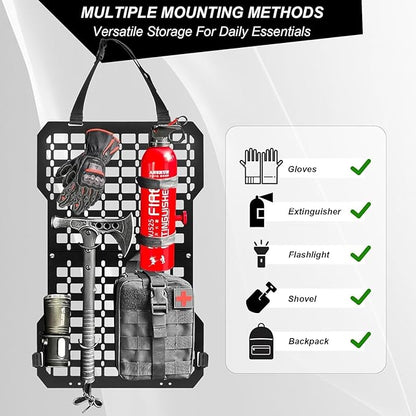 Rigid Molle Panels for Vehicles Truck Mount Rack Panel Tactical Seat Back Organizer Adjustable with 3 Storage Bag