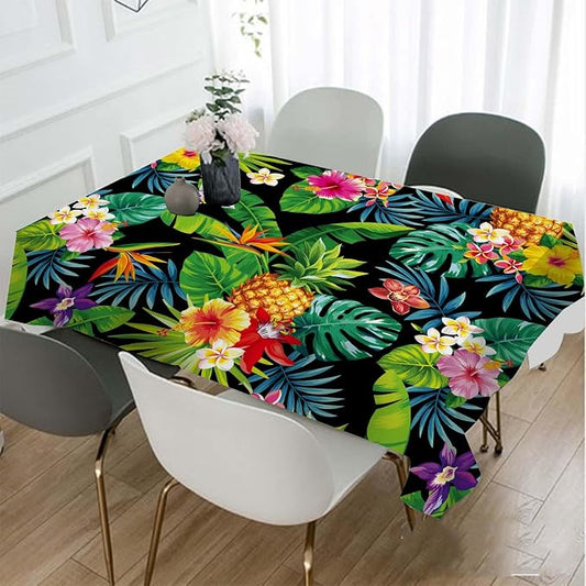 TKS MITLAN Pineapples Decorative Rectangle Tablecloth Hawaii Pineapples Palm Leaves Flowers Polyester Table Cloths Kitchen Table Cover for Dining BBQ Picnic Coffee Table 60 x 84 Inch 6-8 Seats