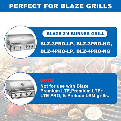 SafBbcue Heat Plates Replacement for Blaze BLZ-3PRO-LP, BLZ-3PRO-NG, BLZ-4PRO-LP, BLZ-4PRO-NG Gas Grill, Flame Tamer for Blaze 3/4 Burner Grill, Stainless Steel Heat Shield, 3 Pack