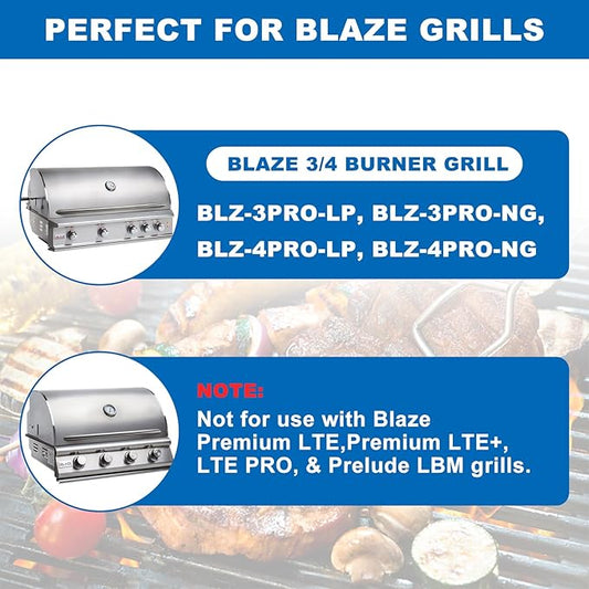 SafBbcue Heat Plates Replacement for Blaze BLZ-3PRO-LP, BLZ-3PRO-NG, BLZ-4PRO-LP, BLZ-4PRO-NG Gas Grill, Flame Tamer for Blaze 3/4 Burner Grill, Stainless Steel Heat Shield, 3 Pack