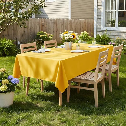 sancua Rectangle Tablecloth - 70 x 120 Inch - Stain and Wrinkle Resistant Washable Polyester Table Cloth, Decorative Fabric Table Cover for Dining Tables, Buffet Parties and Camping, Yellow