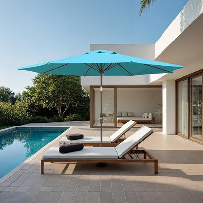 Sannwsg Patio Umbrellas, Pool Umbrella with 8 Sturdy Ribs, Outdoor Umbrella with Push Button Tilt/Crank, Deck Umbrellas, Market Umbrela Table for Backyard, Deck, Garden, Pool