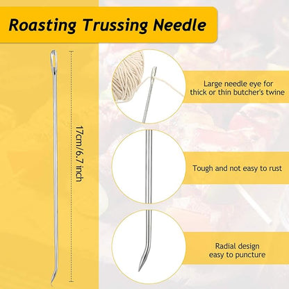 Turkey Baster with Silicone Bulb Meat Marinade Injector Needle Barbecue Basting Brush Cleaning Brush Grade 90 Cheesecloth Turkey Lacer 7 Inch Meat Trussing Needle Cooking Twine for Turkey Beef