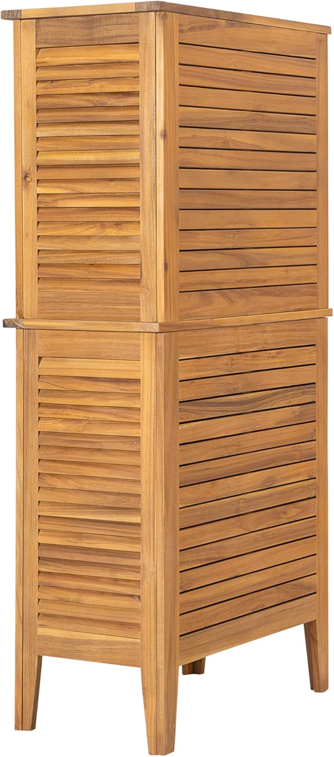 Christopher Knight Home Dessa Outdoor Cabinet, Acacia Wood Storage Cabinet, Garden Stool Shed with 4 Shelves, Tools Organizer with 2 Doors for Backyard Garden Balcony, 61.80" Tall Storage Shed, Teak