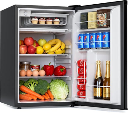 COWSAR 3.1 Cu.ft Mini Fridge, Compact Dorm Size Refrigerator with Reversible Single Door, Adjustable Thermostat, Energy Saving, Commercial Small Fridge for Bedroom Apartment Office, Black