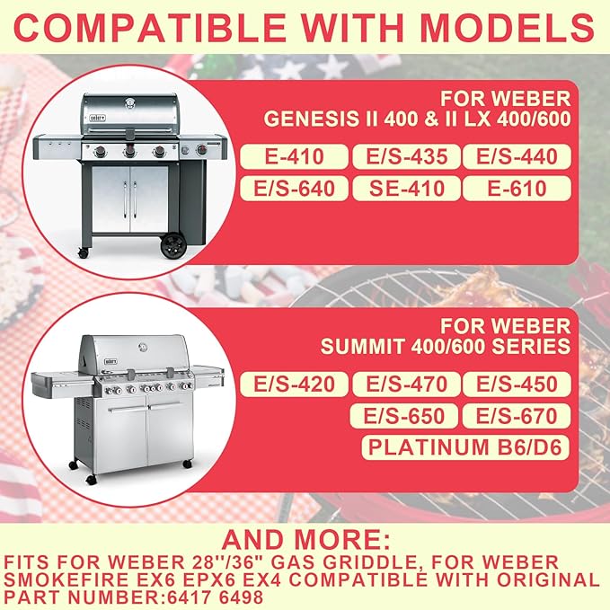 6498 Grease Drip Pan Liners for Weber Genesis II & Summit Series Genesis II 400 & 600, Summit 400/600 Series Grills Parts, 6417 Aluminum Foil Pans for Weber 28"/36" SmokeFire EX4/EX6/EPX6, 30 Packs