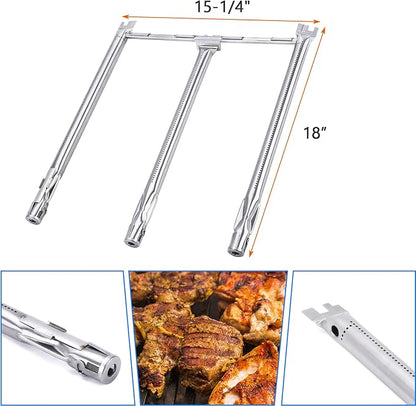 GasSaf 69787 Grill Burners Replacement for Weber Spirit E-310 Parts, 18" Burner Tube for Weber Spirit 300 and GS4 II 300 Gas Grill Parts(2013-Newer), 304 Stainless Steel Gas Tube Rebuild Accessory