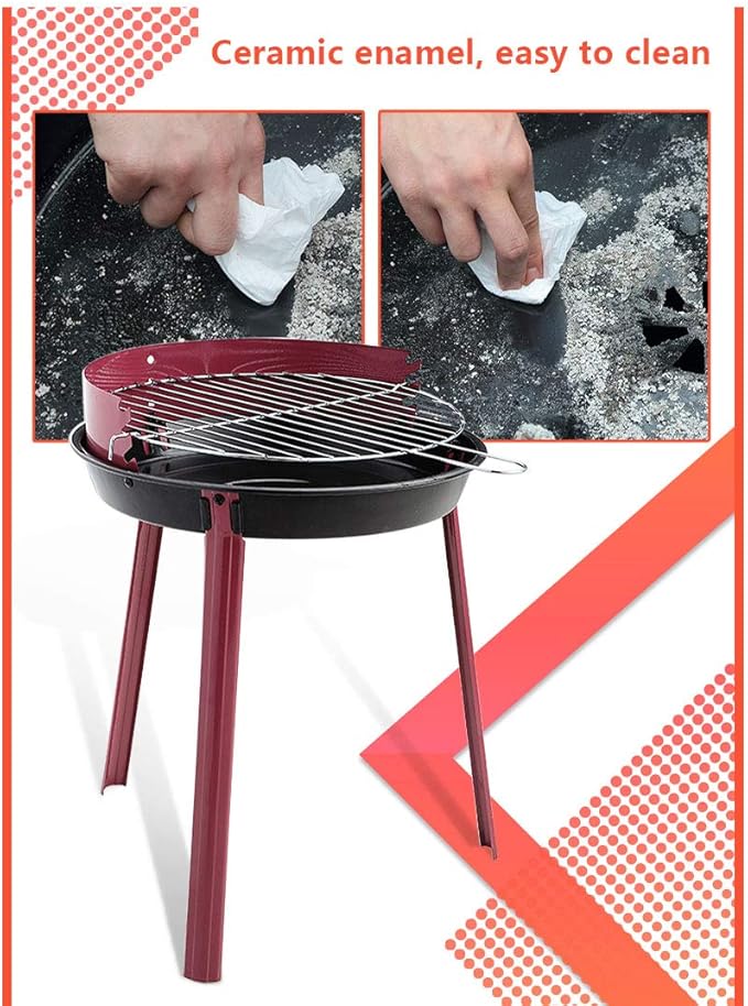 Portable Barbecue Charcoal Grill Stainless Steel Small Charcoal Grill Mini BBQ Tool Kits for Outdoor Cooking Camping Picnics Beach （Size: 38x49.5cm）