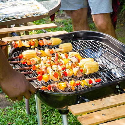 Kisangel 10pcs Disposable Grill Topper, Aluminum BBQ Grill Mesh Mats, Heavy Duty Non-stick Barbecue Pads for Outdoor Cooking Accessories