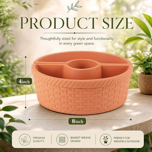 1 Set Patio Umbrella Planter Rustic 2 Pcs Half Round Planter 12" Cement Planters Half Circle Flower Pot for Patio Table Garden Home Plant Outdoor(Terracotta Color,Country Style)