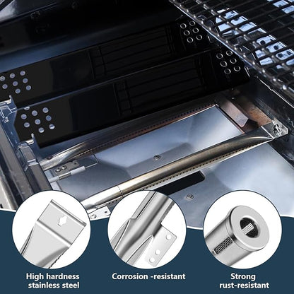 Grill Parts for Nexgrill replacement parts 2 Burner 720-0864 720-0864M,Cast Iron Cooking Grate,Heat Shield,Burner Kit for Megamaster 720-0864MA Grill Grates Replacement Parts kit for nexgrill grates