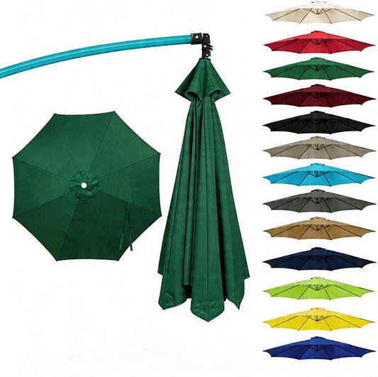 11FT Cantilever Patio Umbrella Replacement Canopy, 8 Ribs 64"-66", Upgraded 600D 220GSM Heavy-Duty Fabric, Waterproof & UV Resistant (Canopy Only)