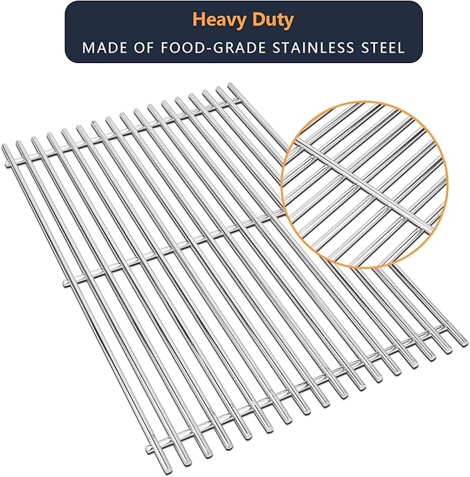 7528 Cooking Grates for Weber Genesis E and S Series 300 E310 E320 S310 S320 Gas Grills, 304 Stainless Steel Grid 2 Pack for Pit Boss PB700 Series Grates 19.5 x 12.9 x 0.6"