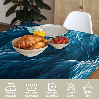 Ocean Waves Table Cloth Rectangle Tables Blue Summer Sea Beach Pool Rectangle Table Cloth Kitchen Table Decorations for Home Dinner Party 52" x 70" 4-6 Seats