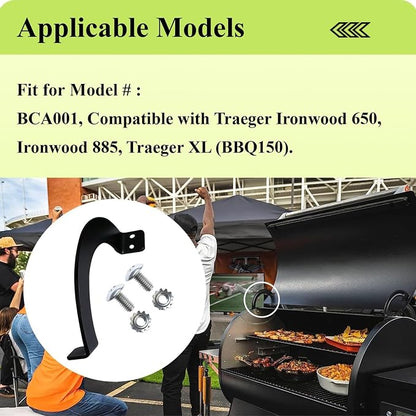 BCA001 LH & BCA002 RH Grill Lid Door Stop Arc W/Screws, For Traeger Grills | Durable high-strength metal, Fits Pro Series 22, Fit Tailgater 20, Easy installation W/screws, For Century 885 & Eastwood 22