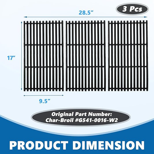 SafBbcue 17 in Cooking Grates Replacement Parts for Charbroil Tru Infrared Grill 463242715, 463242716, 463276016, 466242715, 466242815, Lowes 606682, 639322 Gas Grill, Cast Iron Cooking Grids, 3 Pack