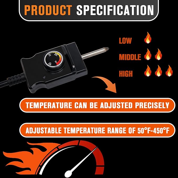 1500 Watt Heating Element Compatible with Masterbuilt Electric Smoker and Grill, Heating Element with Adjustable Thermostat Cord Controller for Masterbuilt Smokers & Turkey Fryers