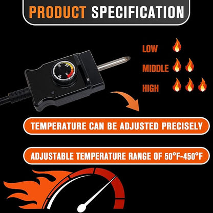 1500 Watt Heating Element Compatible with Masterbuilt Electric Smoker and Grill, Heating Element with Adjustable Thermostat Cord Controller for Masterbuilt Smokers & Turkey Fryers