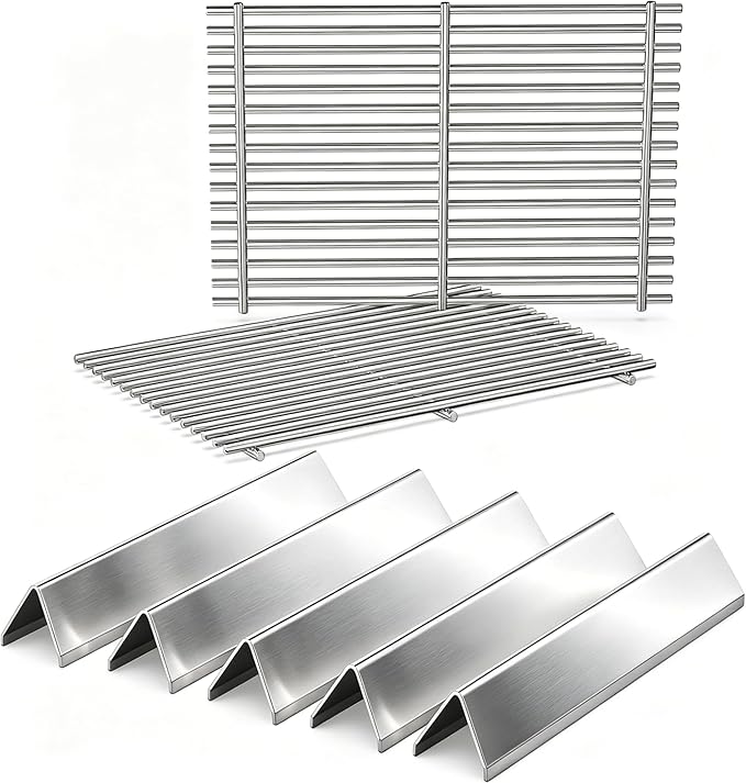 Spirit Grill Replacement Parts for Weber Spirit, 17.5" Grill Grates 15.3" Flavorizer Bars for Weber Spirit 300 & GS4 Spirit II 300, Spirit E-310 E-315 Grills with Front Control, for Weber 7639 7636
