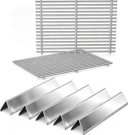 Spirit Grill Replacement Parts for Weber Spirit, 17.5" Grill Grates 15.3" Flavorizer Bars for Weber Spirit 300 & GS4 Spirit II 300, Spirit E-310 E-315 Grills with Front Control, for Weber 7639 7636