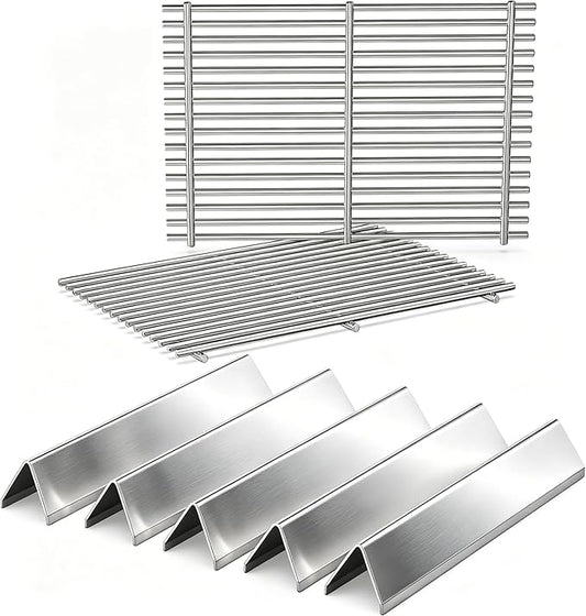 Spirit Grill Replacement Parts for Weber Spirit, 17.5" Grill Grates 15.3" Flavorizer Bars for Weber Spirit 300 & GS4 Spirit II 300, Spirit E-310 E-315 Grills with Front Control, for Weber 7639 7636