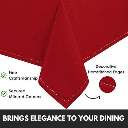 Tablecloth 52x70 Inch 100% Cotton Table Cover Decorative Washable Rectangle Tablecloths for Gifts, Kitchen, Dining, BBQ, Buffet & Camping - Red