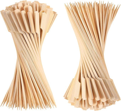 200 PCS Bamboo Skewers for Appetizers, 4.7 Inch Toothpicks Cocktail Picks for Drinks, Fruit Kababs, Sausage, Barbecue Snacks, Natural Wooden Paddle Skewer Mini Food Sticks, Charcuterie Accessories