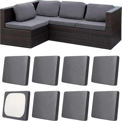 8Pcs Patio Cushion Covers, Outdoor Stretch Cushion Covers, Washable | Stretch Fit, Replacement, Washable and Reusable Furniture Protectors, Fits most patio furniture cushion covers, Cover Only
