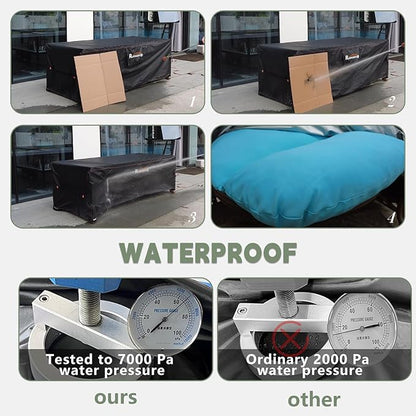 Patio Furniture Set Cover Waterproof, Garden Dining Table Chair Set Cover Outside Rectangular Heavy Duty Weatherproof 90" L x 90" W x 35" H Black