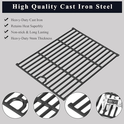 Hisencn 17" Cast Iron Cooking Grate and Griddle Replacement for Nexgrill 4 Burner 720-0925P 720-0925 720-0925S, Replacement Parts for 720-0340 720-0718A Gas Grill