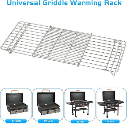 CANDANA Griddle Warming Rack for Blackstone 17 22 28 36 Inch Adjustable Upper Grid Shelf for Weber Pit Boss Nexgrill Charbroil and Most Tabletop Flat Top Grill Parts BBQ Accessories - Pack of 2