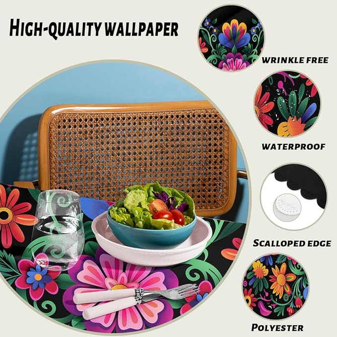 Mexican Fiesta Table Cloth Rectangle Tables Cinco De Mayo Day of The Dead Rectangle Kitchen Table Cover Oblong Tablecloth for Dining Table Buffet Parties Patio Camping 52" x 70" 4-6 Seats