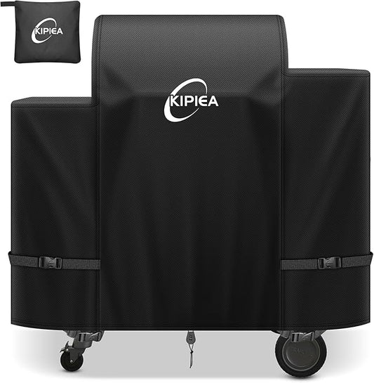 Kipiea Heavy Duty Grill Cover for Traeger Ironwood 650, 600D Oxford Fabric Wood Pellet Smoker Covers Waterproof & Windproof, Pellet BBQ Grill Cover for Outside Anti-UV, No Tear, No Fading