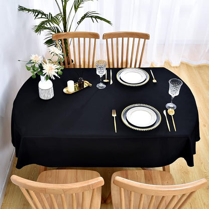 Wolkemer Large Oval Tablecloth 60 x 120 Inch Washable Fabric Table Cloth | Oval Table Cloth, Solid Black Cloth Tablecloth, Oval Table Cover for Dining Wedding Party Banquet Tabletop Decoration