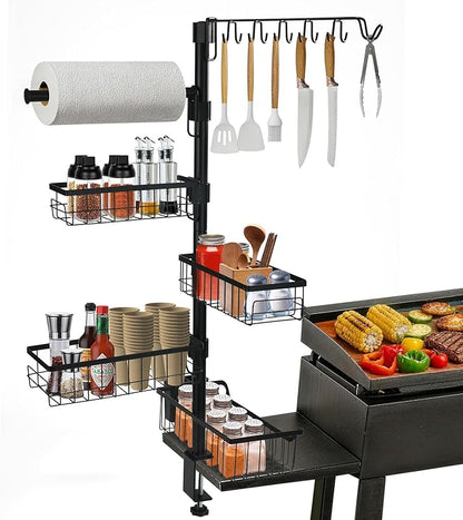 Griddle Caddy for Blackstone Griddle Accessories - BBQ Organizer Rack with Adjustable Holder,10-in-1 Grill Caddy for Outdoor Grill, Camping, Kitchen, for Men & Dad | 10-in-1