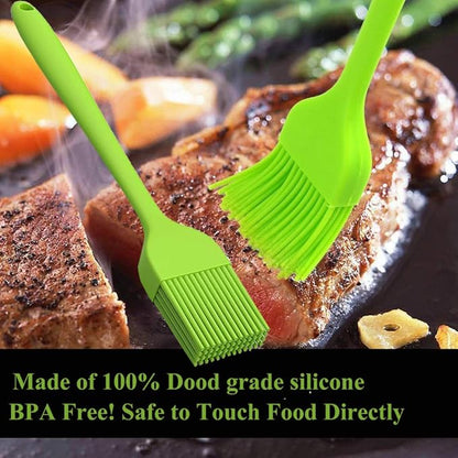 Basting Brush + Large Spatula Silicone Pastry Baking BBQ Sauce Marinade Meat Glazing Oil Brush Heat Resistant, Kitchen Cooking Baste Pastries Cakes Desserts 4 Pack (Brush + Spatula)