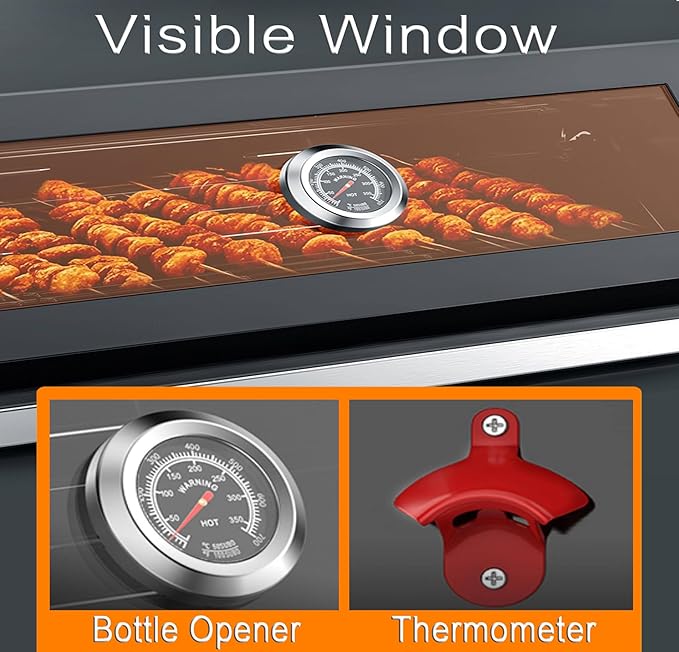 Built In Charcoal Grill, Stainless Steel Charcoal BBQ Grills with Liftable Tray, Visible Insulated Hood & Temp Gauge, 459SQ In Cooking Grid Area for Outdoor Kitchen Cooking Family Parties (Black kit)