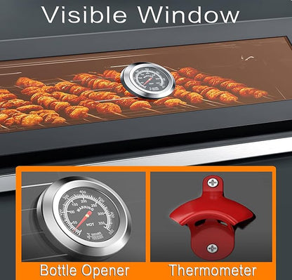 Built In Charcoal Grill, Stainless Steel Charcoal BBQ Grills with Liftable Tray, Visible Insulated Hood & Temp Gauge, 459SQ In Cooking Grid Area for Outdoor Kitchen Cooking Family Parties (Black kit)
