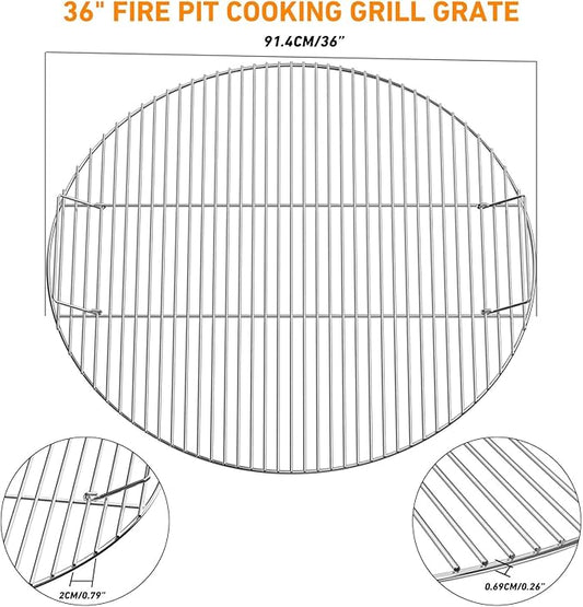 only fire BBQ Solid Stainless Steel Cooking Grate for Grill, Fire Pit, 36-inch