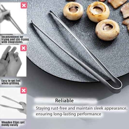 2 Pcs Korean BBQ Tongs Kitchen,Stainless Steel Meat Grill Tong For Cooking Portable Kitchenware Grill Tongs for Home Outdoor Steak Salad Food