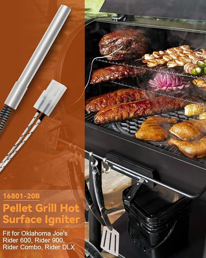 16801-20B Hot Rod Igniter Fit for Oklahoma Joe's Rider 600 900 Combo DLX, Pellet Grill Hot Surface Igniter, 200W 120V Temperatures UP to 1,200°F