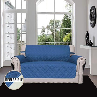 Easy-Going Reversible Couch Cover, 2 Cushion Sofa, Loveseat, Blue/Ivory | Machine Washable Slipcover For Dogs, Water Resistant Furniture Mat For Living Room, Non-Slip Sofa Cover, Pet Friendly