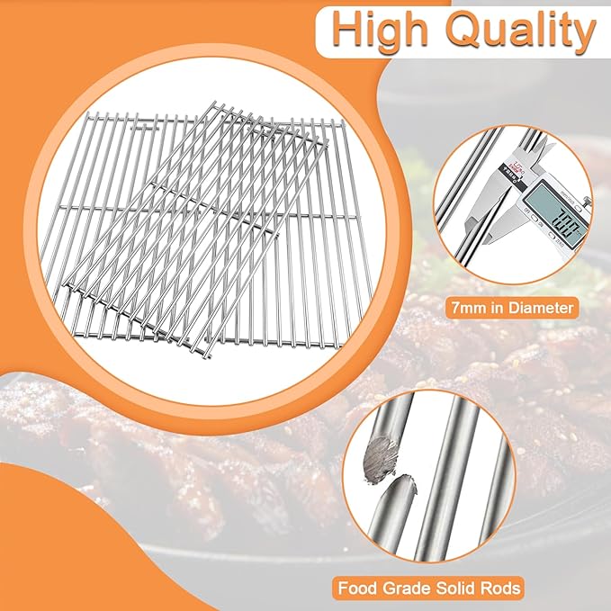 720-0953 Grill Grates for KitchenAid Grill Replacement Parts 720-0787D 3 Burner 720-0953A 730-0953, Cooking Grates for Kitchen Aid 720-0787D Home Depot Grill Parts, Stainless Steel, 18 13/16 x 8 1/8"