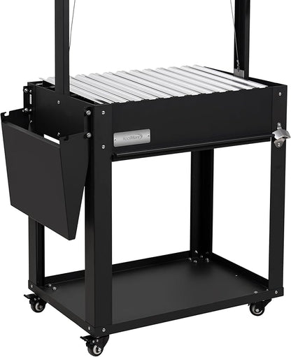 KoolMore 50 in. Charcoal Grill BBQ, Santa Maria Argentine Outdoor Grill with Interchangeable V Grates, Heavy Duty Barbecue Grilling Grill, Black