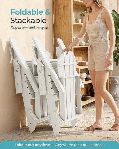 Ciokea Folding Adirondack Chair 6 Pack, Patio Adirondack Chair Weather Resistant, Plastic Fire Pit Chair with Cup Holder, Lawn Chair for Outdoor Porch Garden Backyard Deck (White)